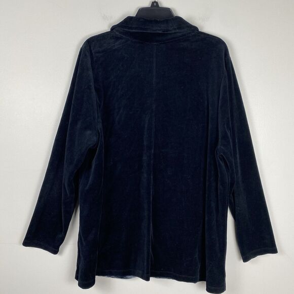 Catherines Womens Velour Jacket sz 1X Black Full Zip Athletic Casual Gym - Picture 5 of 6